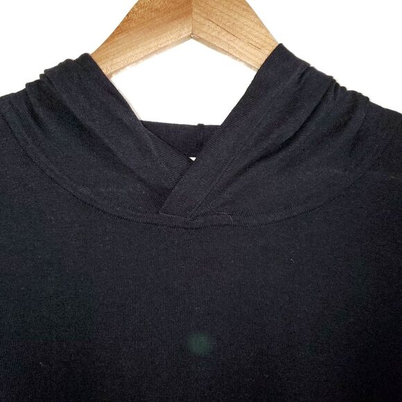 BLDWN Mens Luis Linen Blend Knit Hoodie Sweater Kangaroo Pocket Black Large - Picture 3 of 13